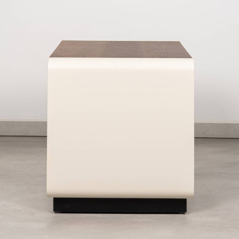 Cyl Light Beige Nightstand with Walnut Finish Top