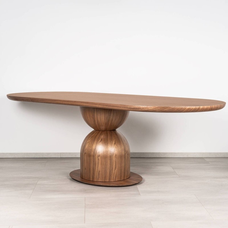 Mesa de Comedor Nera Ovalada de Chapa de Nogal Forma Orgánica 240cm