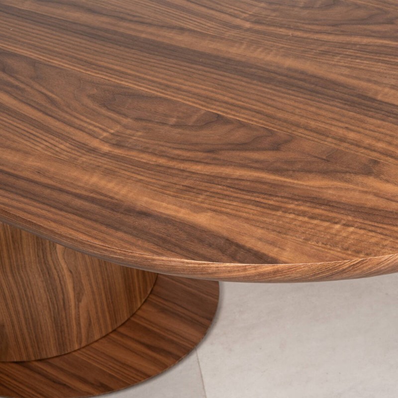Mesa de Comedor Nera Ovalada de Chapa de Nogal Forma Orgánica 240cm