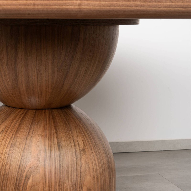 Mesa de Comedor Nera Ovalada de Chapa de Nogal Forma Orgánica 240cm