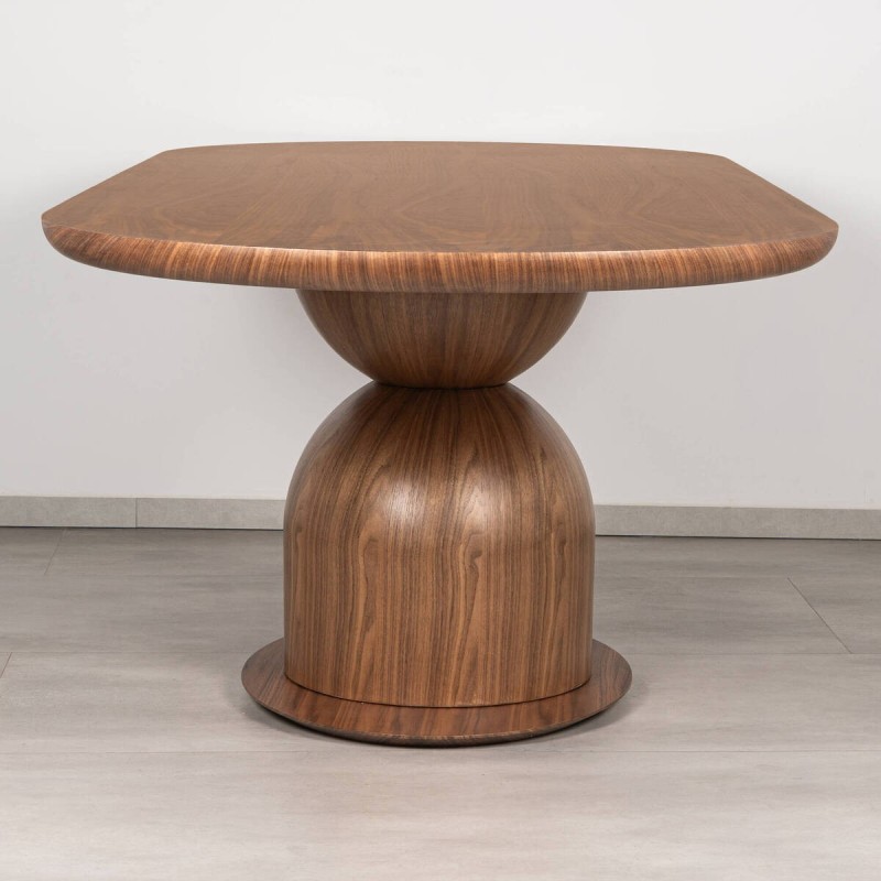Mesa de Comedor Nera Ovalada de Chapa de Nogal Forma Orgánica 240cm