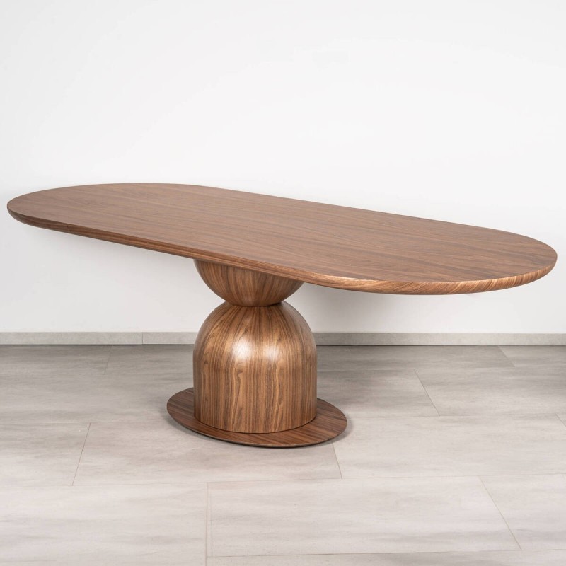 Mesa de Comedor Nera Ovalada de Chapa de Nogal Forma Orgánica 240cm
