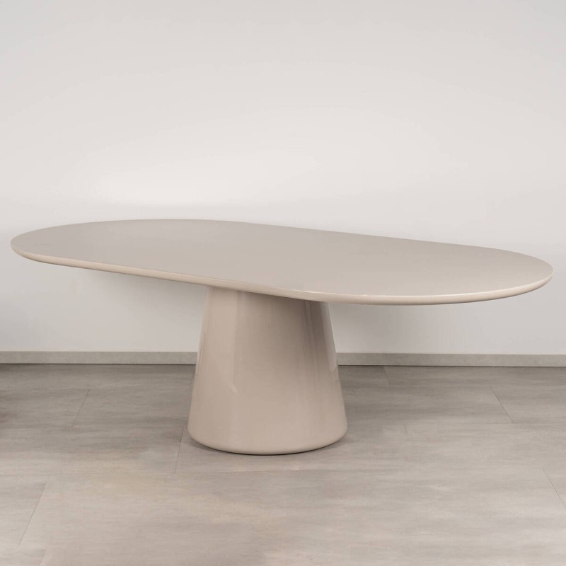 Menorca Oval Dining Table, High Gloss Ivory Lacquered, 240 cm