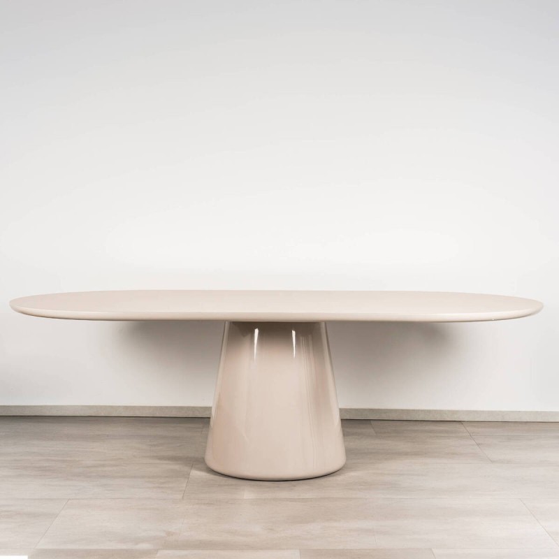 Menorca Oval Dining Table, High Gloss Ivory Lacquered, 240 cm