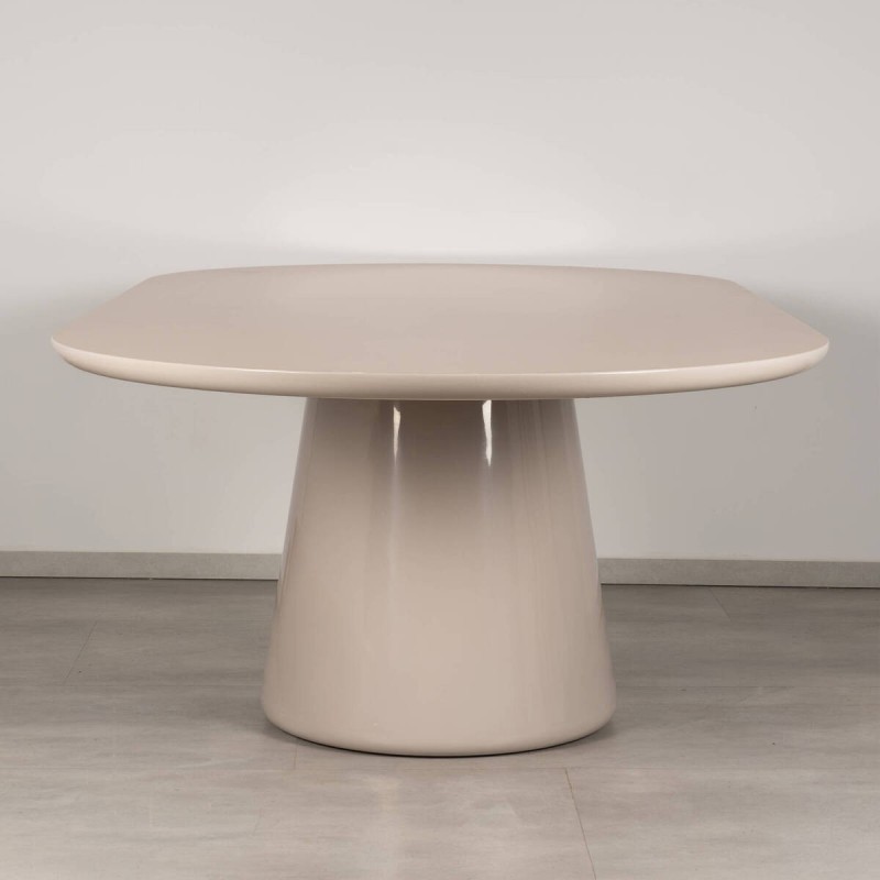 Menorca Oval Dining Table, High Gloss Ivory Lacquered, 240 cm