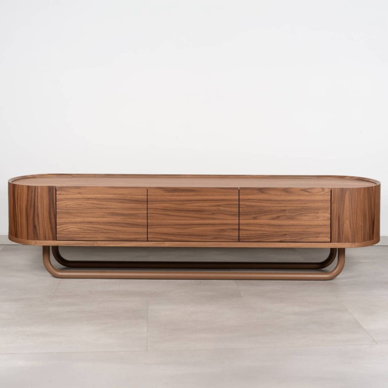 Mueble de TV Bilma Chapa de Nogal y Base Metálica | Muebles a Benítez