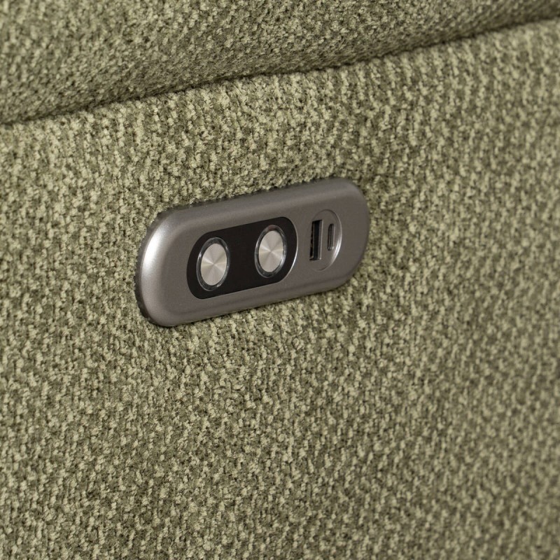 Vlora Three Seater Electric Reclining Sofa Upholstered in Olive Green 210 cm