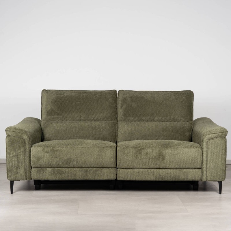 Vlora Three Seater Electric Reclining Sofa Upholstered in Olive Green 210 cm