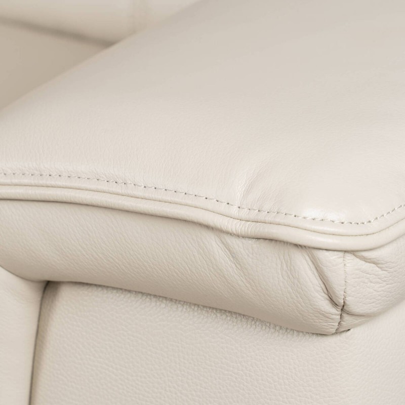 Güell 3-Seater Sofa in Off-White Faux Leather with Electric Recliner, 210 cm
