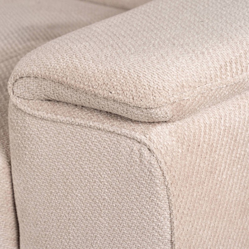 Rif 3-Seater Sofa with Italian Fabric Headrest, Beige and Metal Legs, 220 cm