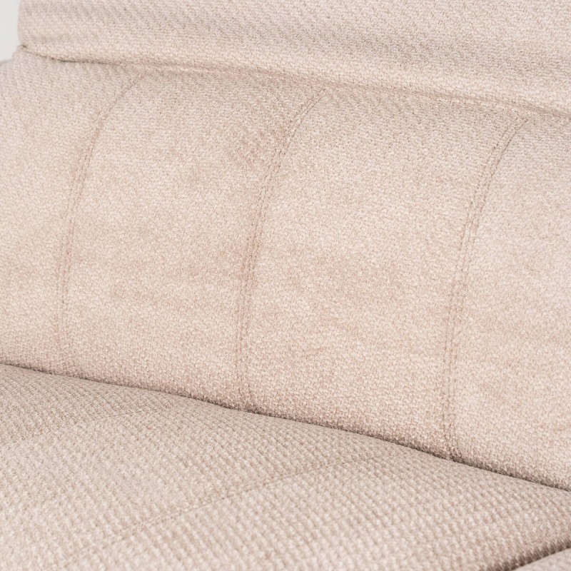 Rif 3-Seater Sofa with Italian Fabric Headrest, Beige and Metal Legs, 220 cm