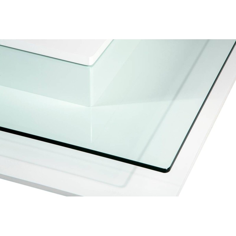 Mesa de centro mdf blanco lacado/ cristal templado 100x100x35cm