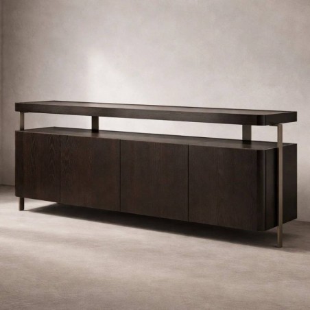 Aparador Bruma 180 cm | Fresno y Cristal Ahumado | Muebles Benítez