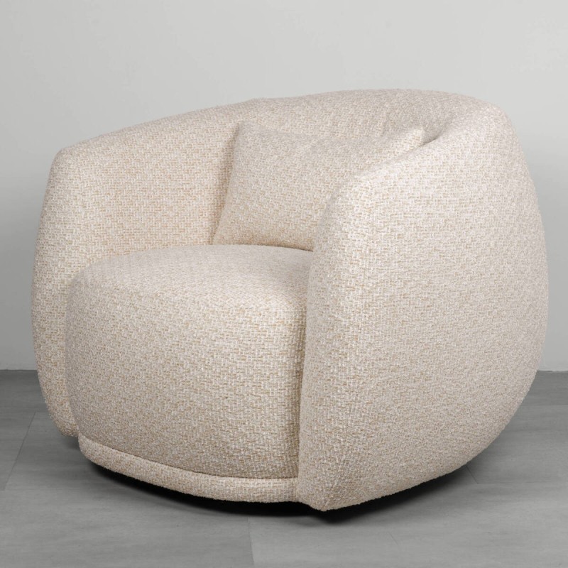 Nura swivel armchair upholstered in beige fabric