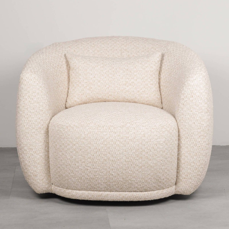 Sillón giratorio Nura tapizado en tejido beige