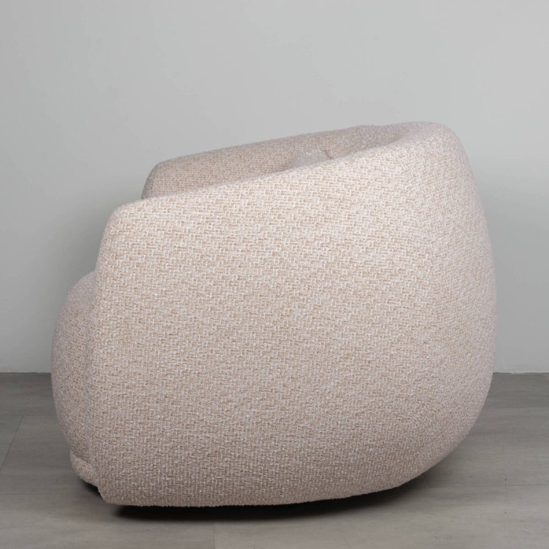 Sillón giratorio Nura tapizado en tejido beige