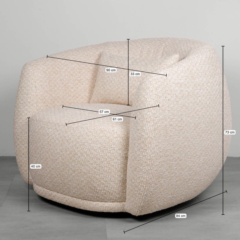 Nura swivel armchair upholstered in beige fabric