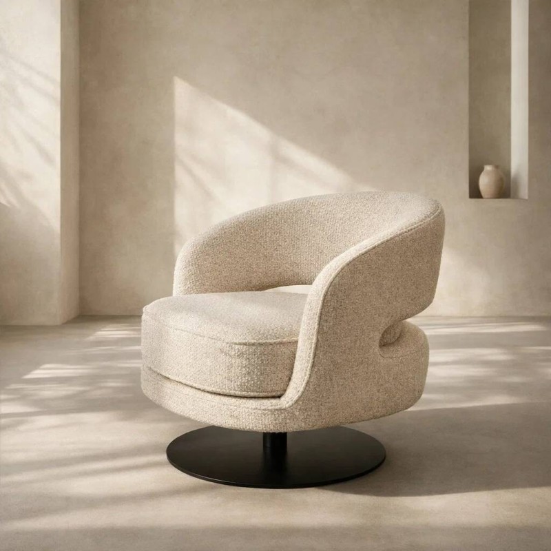 Sillón giratorio Vanto tapizado en tejido beige