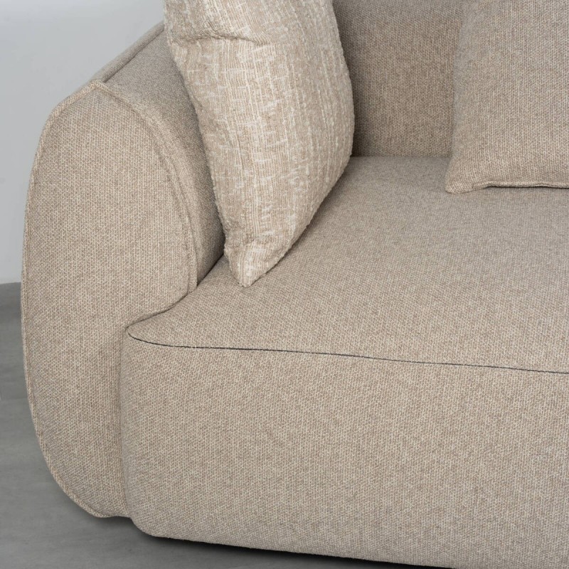 Aura beige curved modular sofa with right chaise lounge, 305 cm