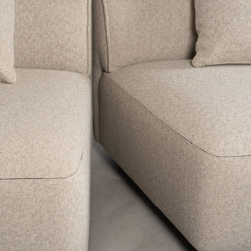 Aura beige curved modular sofa with right chaise lounge, 305 cm