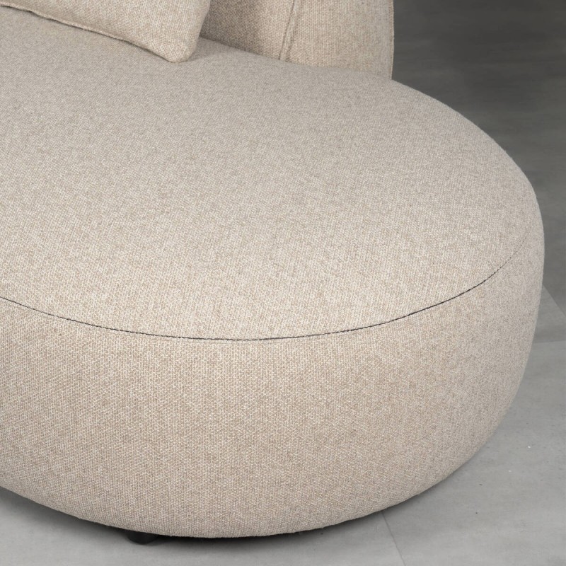 Aura beige curved modular sofa with right chaise lounge, 305 cm