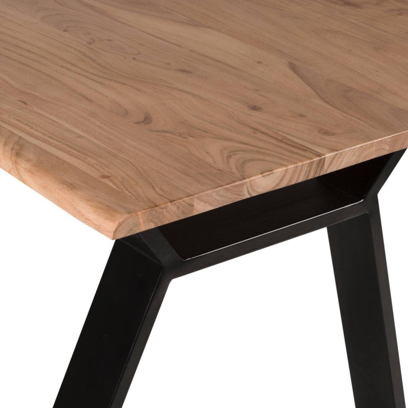 Acacia dining table with black metal base 160x90x76cm