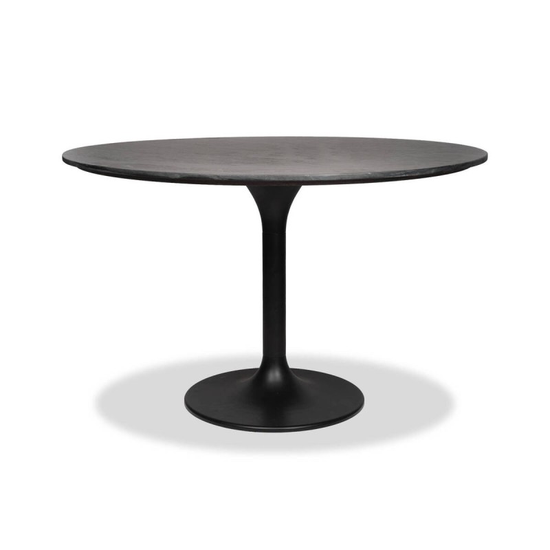 Altea round dining table in black marble and black metal base 120x76cm