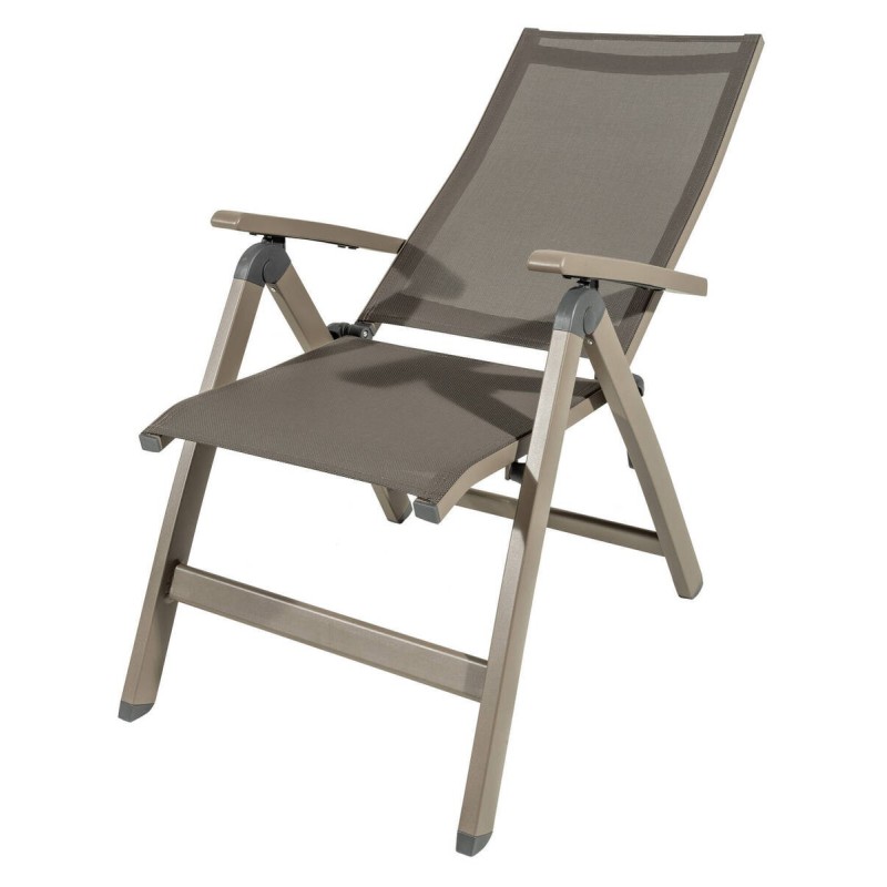 Silla reclinable exterior aluminio y textilene taupe 114x60x66cm