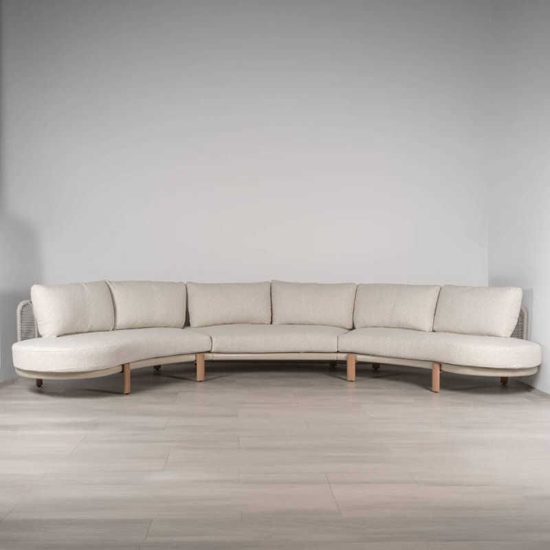 Bali Modular Sofa in Aluminum with Braided Rope and Cream Cushions