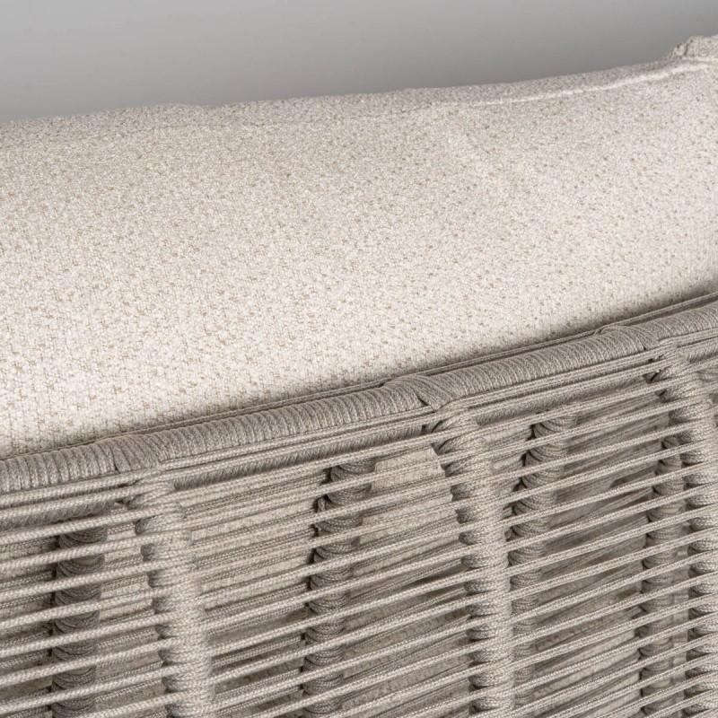 Sofá Modular exterior Bali en Aluminio con Cuerda Trenzada y Cojines en Crema