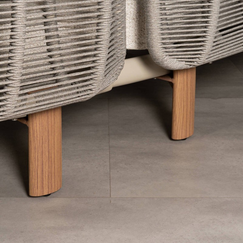 Sofá Modular exterior Bali en Aluminio con Cuerda Trenzada y Cojines en Crema