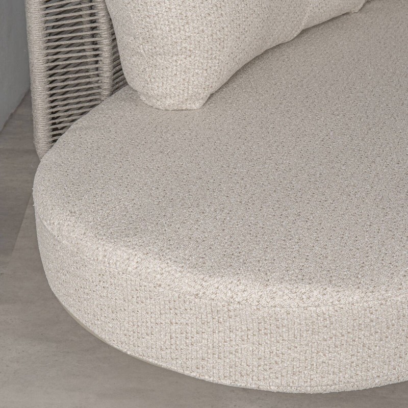 Sofá Modular exterior Bali en Aluminio con Cuerda Trenzada y Cojines en Crema