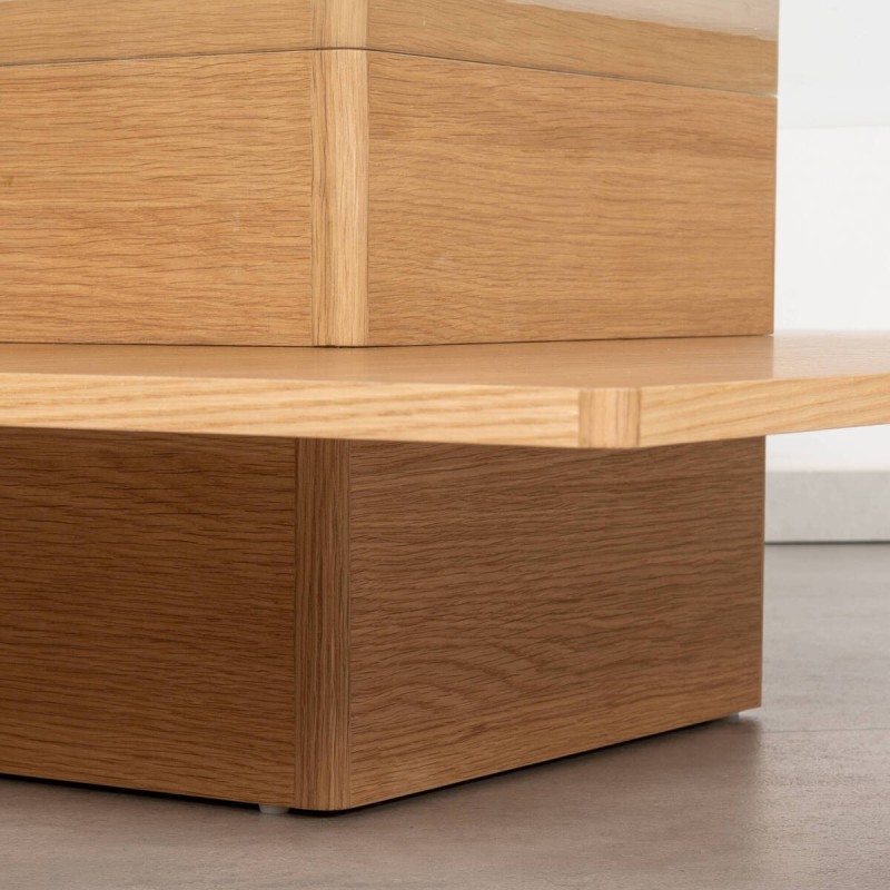 Arqua square coffee table, white oak and glass, 100x100 cm