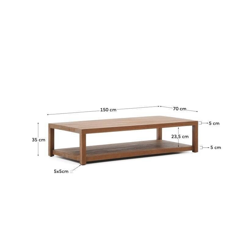 Sashi coffee table made of solid teak wood 150x70x35cm