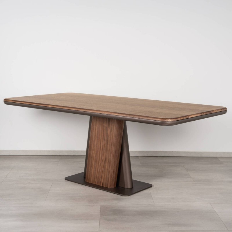 Kairon rectangular dining table in walnut and pearl brown metal 200x95 cm