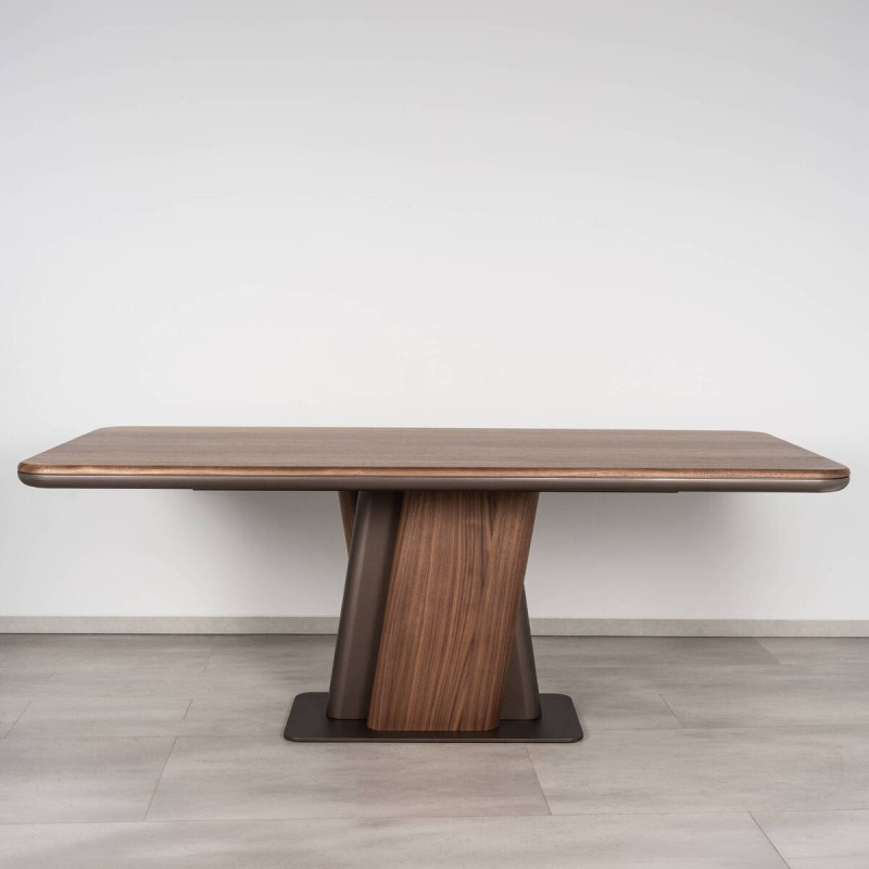 Mesa de comedor rectangular Kairon nogal y metal marrón 200x95 cm