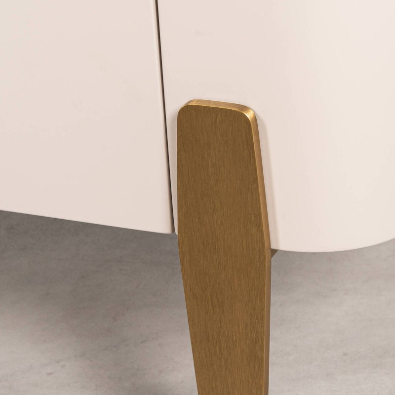 Mueble TV Auren nogal y beige con patas de latón en dorado 200cm