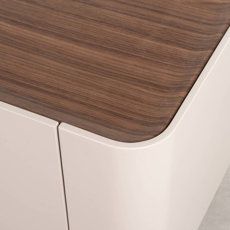 Mueble TV Auren nogal y beige con patas de latón en dorado 200cm