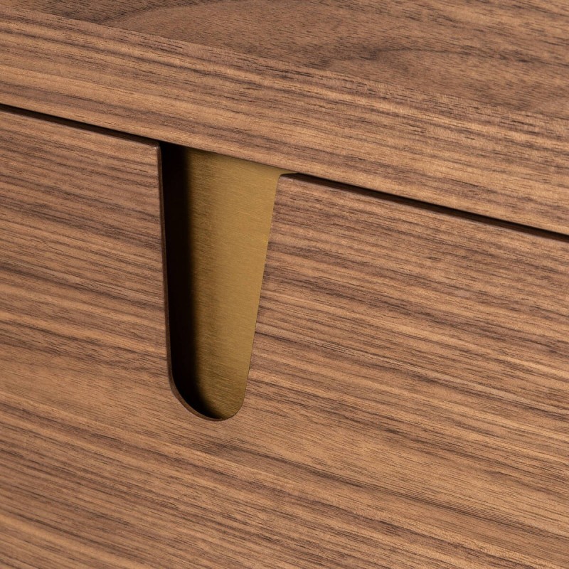 Mueble TV Auren nogal y beige con patas de latón en dorado 200cm
