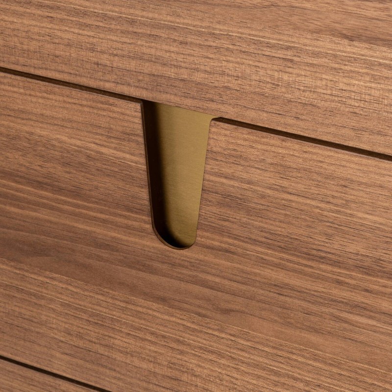 Auren sideboard in walnut and beige with brass legs in gold, 180cm