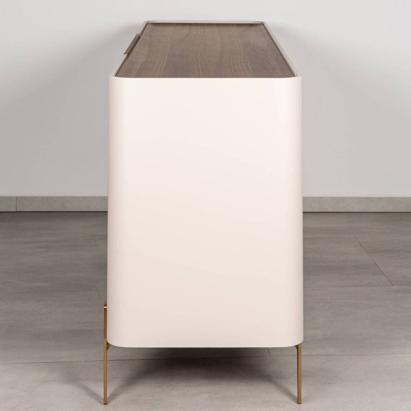 Auren sideboard in walnut and beige with brass legs in gold, 180cm