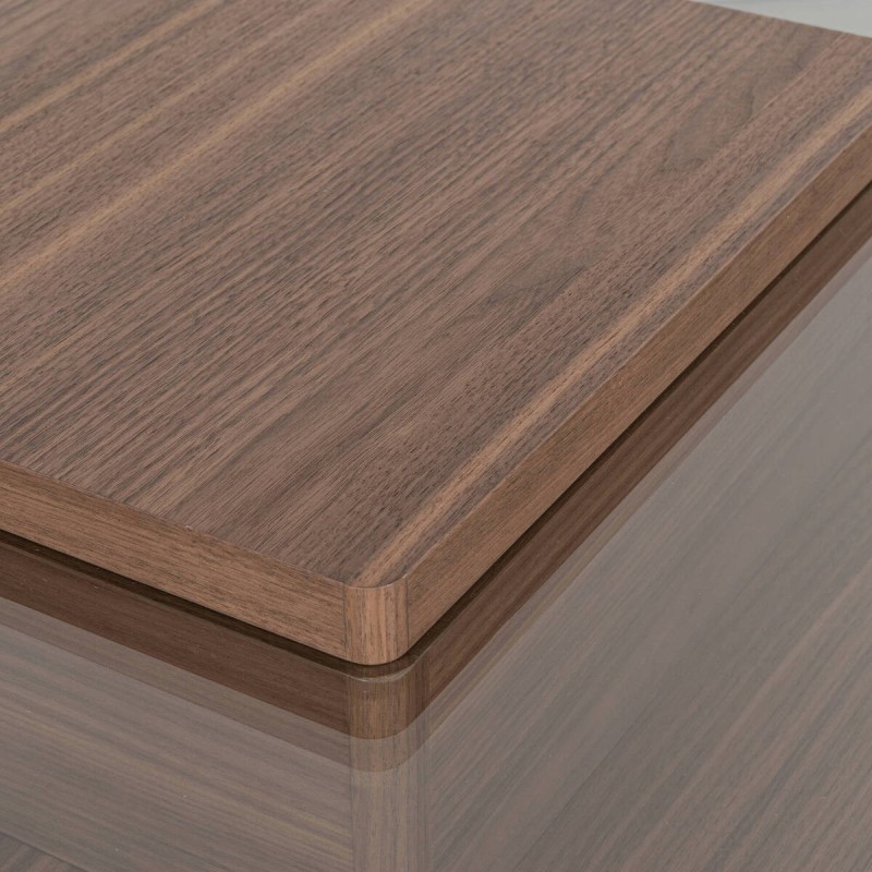 Arqua square coffee table in walnut and glass, 100x100 cm