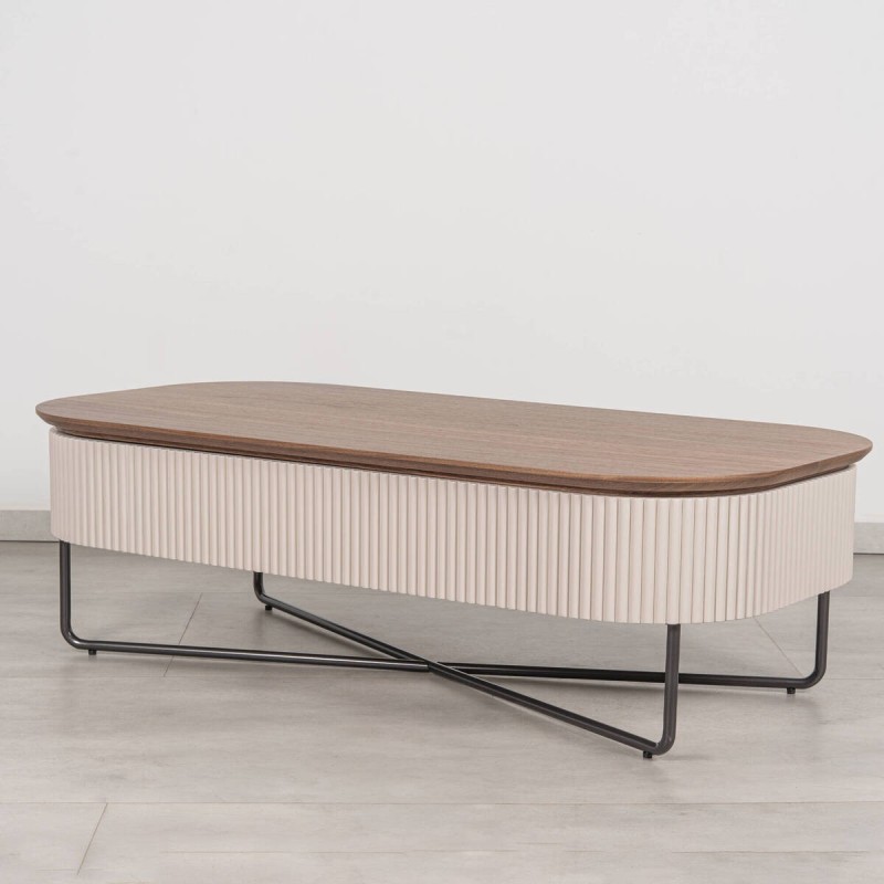 Mesa de centro elevable Ondare nogal y beige 120x60 cm