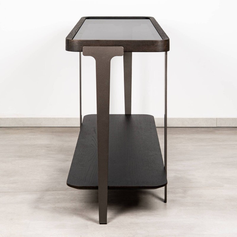 Consola Bruma en fresno negro y metal 121x42 cm | Muebles Benítez