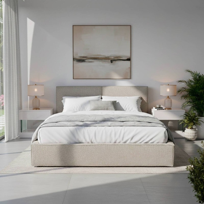 Bellagio upholstered bed in beige with block design 180x200 cm