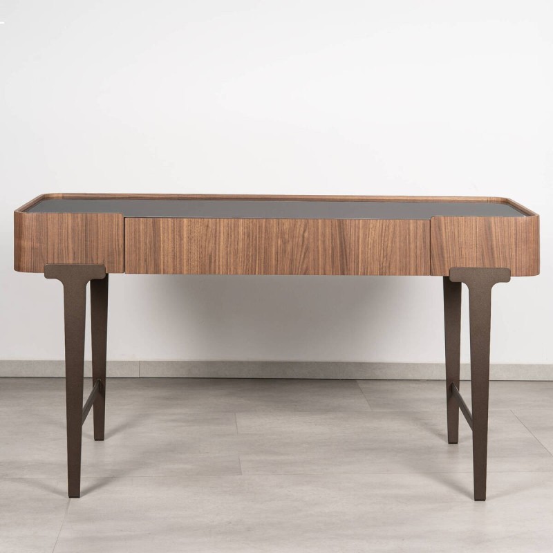 Tocador Nela nogal y cristal bronce 140x50 cm | Muebles Benítez