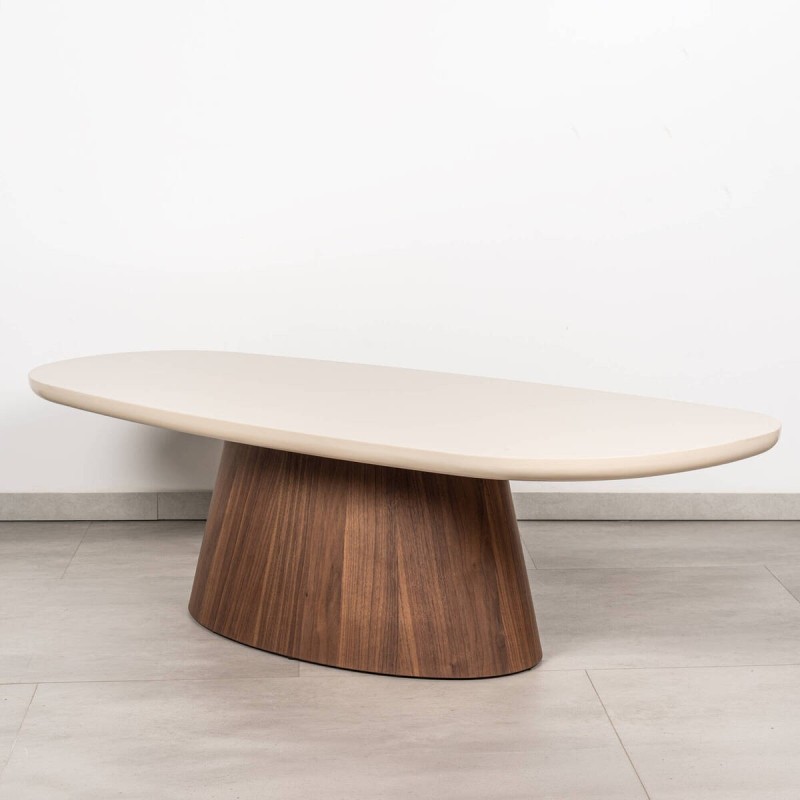 Center table Breuer beige cream and walnut 140x60 cm