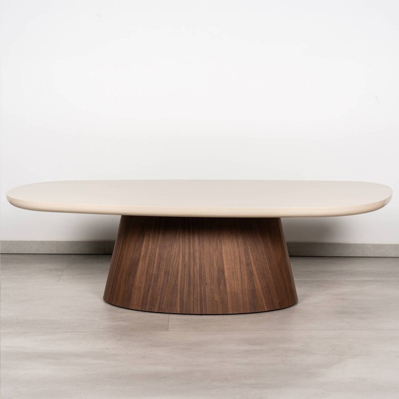 Mesa de centro Breuer beige crema y nogal 140x60 cm
