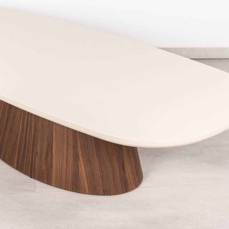 Center table Breuer beige cream and walnut 140x60 cm