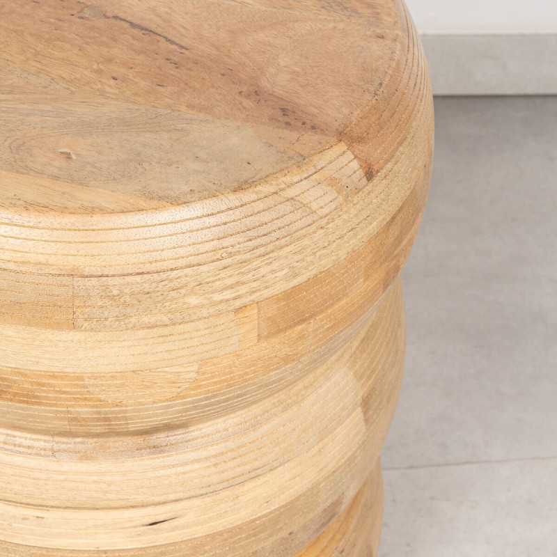 Mesa auxiliar Glase de mango macizo natural con triple esfera apilada ø35x45 cm